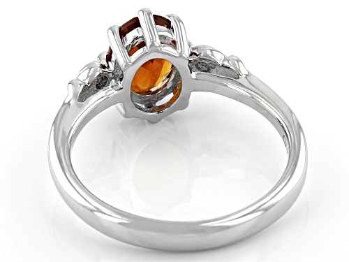 0.93ct Oval Madeira Citrine With 0.03ctw Round Zircon Rhodium Over Sterling Silver Ring - Size 7