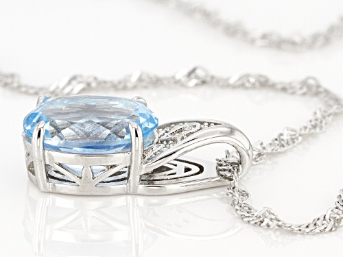 3.60ct Glacier Topaz(TM) and 0.01ctw White Diamond Rhodium Over Sterling Silver Pendant With Chain