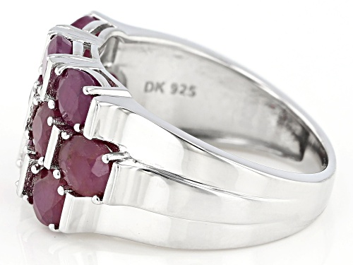 3.83ctw Oval Mahaleo® Ruby Rhodium Over Sterling Silver Ring - Size 8