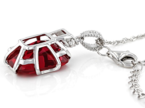11.05ct Lab Padparadscha Sapphire With 0.08ctw Lab White Sapphire Rhodium Over Silver Pendant/Chain