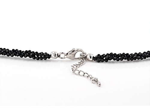 2.3-2.7mm Rondelle Black Spinel Rhodium Over Sterling Silver Cross Necklace - Size 18