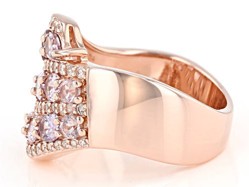1.91ctw Mixed shapes Pink Garnet and 0.55ctw White Zircon 18K Rose Gold Over Silver Ring - Size 5