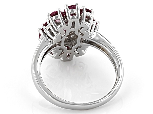 1.98ct Oval And 0.31ctw Round Blush Color Garnet and .33ctw White Zircon Rhodium Over Silver Ring - Size 8