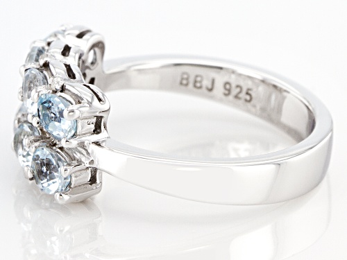 1.02ctw Aquamarine and 0.05ctw White Diamond Accent Rhodium Over Sterling Silver Ring. - Size 8