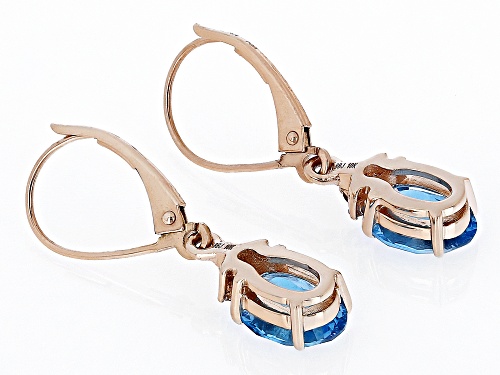 2.38ctw Swiss Blue Topaz, 0.09ctw Color Shift Garnet With 0.03ctw Diamond 10k Rose Gold Earrings