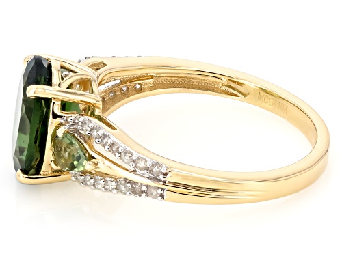 1.90ctw Moldavite With 0.14ctw White Diamond 10k Yellow Gold Ring - Size 9