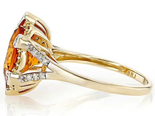 3.10ct Madeira Citrine With 0.09ctw White And 0.09ctw Yellow Diamond 10k Yellow Gold Ring - Size 7