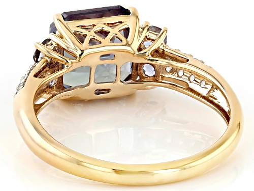 3.33ctw Lab Color Change Sapphire With 0.14ctw Lab White Sapphire 10k Yellow Gold Ring - Size 6