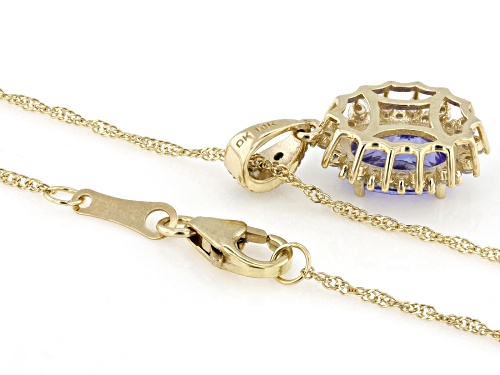 1.10ct Tanzanite With 0.03ctw Blue and 0.20ctw Diamond 10k Yellow Gold Pendant With Chain