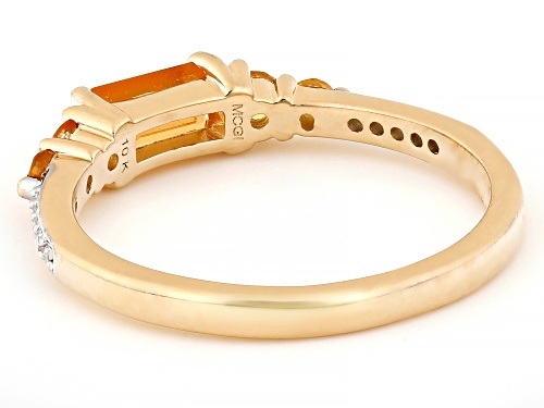 0.65ctw Spessaritite With 0.05ctw White Diamond 10k Yellow Gold Ring - Size 12