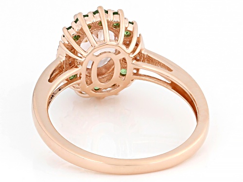 0.94 Cor De Rosa™ Morganite, 0.43ctw Tsavorite, 0.06ctw White Diamond 10k Rose Gold Ring - Size 8