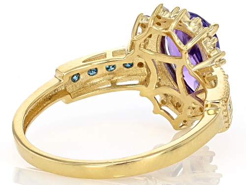 1.00ct Tanzanite With 0.06ctw Blue And 0.19ctw White Diamond 10k Yellow Gold Ring - Size 6