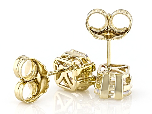 4.83ctw Asscher Cut Strontium Titanate 10k Yellow Gold Earrings