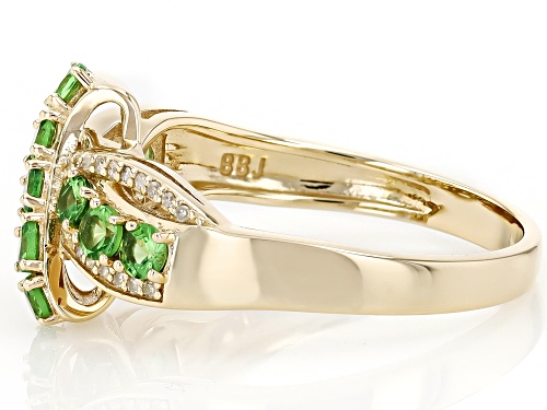 0.89ctw Tsavorite With 0.12ctw White Diamond 10k Yellow Gold Ring - Size 6