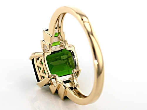 1.90ct Emerald Cut And 0.40ctw Baguette Chrome Diopside 10k Yellow Gold Ring - Size 6