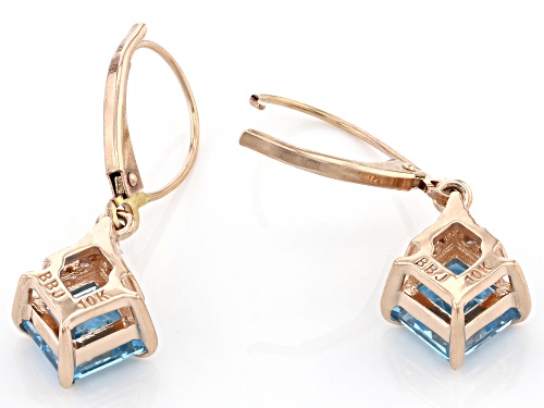 2.29ctw Swiss Blue Topaz with 0.09ctw Color Shift Garnet & 0.07ctw Diamond 10k Rose Gold Earrings