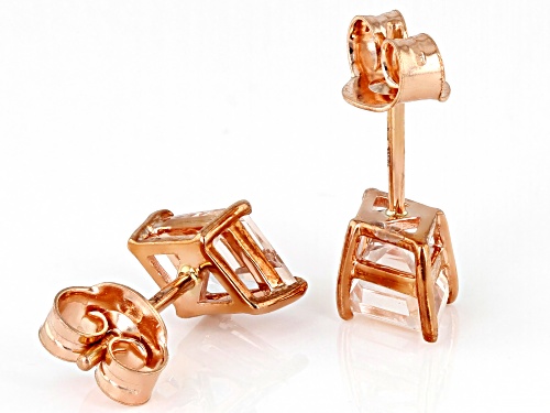 1.00ctw Rhombus Morganite 10k Rose Gold Earrings