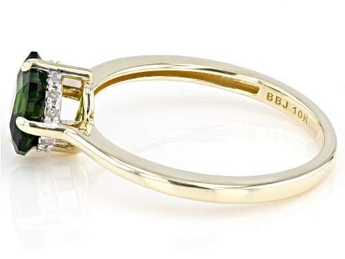 1.00ct Asscher Cut Chrome Diopside with 0.03ctw White Diamonds 10k Yellow Gold Ring - Size 9