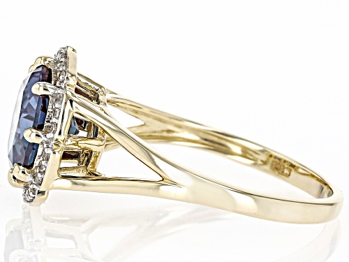 2.80ct Lab Created Alexandrite With 0.14ctw White Zircon 10k Yellow Gold Ring - Size 5.5
