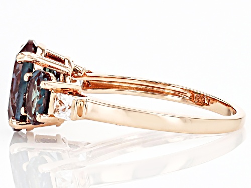 3.50ctw Lab Created Alexandrite with 0.26 White Zircon 10k Rose Gold Ring - Size 9