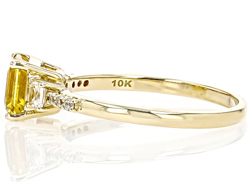 0.98ct Yellow Beryl With 0.31ctw White Zircon 10k Yellow Gold Ring - Size 7