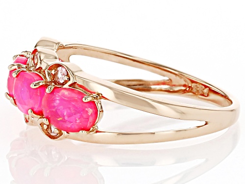 0.85ctw Pink Ethiopian With 0.10ctw Pink Spinel 10k Rose Gold Ring - Size 12