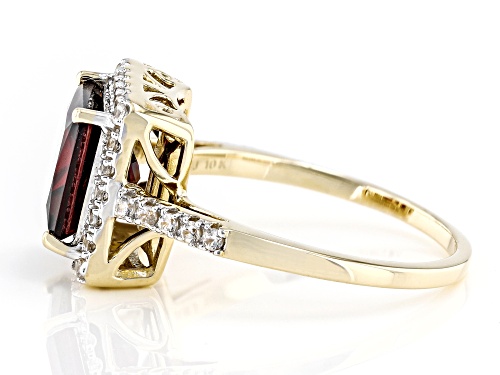 3.10ct Red Garnet With 0.17ctw White Zircon 10k Yellow Gold Ring - Size 7