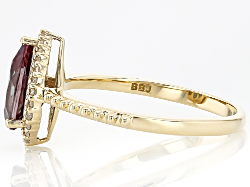 1.45ct Lab Created Alexandrite With 0.14ctw White Diamond 10k Yellow Gold Ring - Size 7