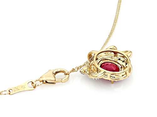 0.85ct Mahaleo® Ruby With 0.16ctw White Diamond 10k Yellow Gold Pendant With Chain