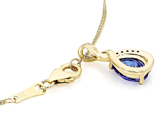 0.95ct Tanzanite With 0.02ctw White Diamond 10k Yellow Gold Pendant With Chain