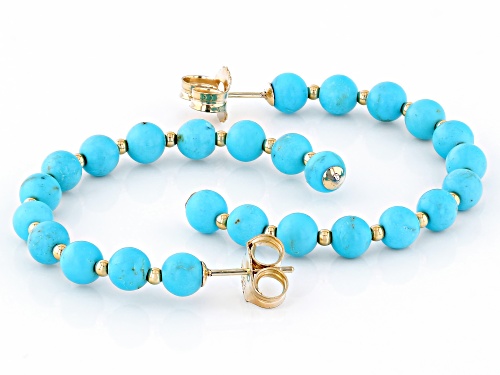 5mm Sleeping Beauty Turquoise 10k Yellow Gold J-Hoop Earrings
