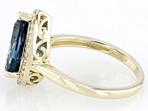 3.09ct London Blue Topaz With 0.11ctw White Diamond 10k Yellow Gold Ring - Size 7