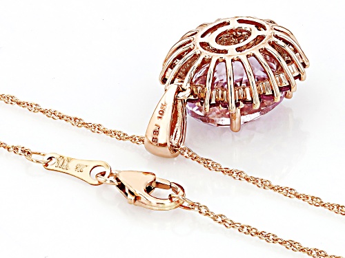 5.30ct Kunzite With 0.66ctw Pink Sapphire 10k Rose Gold Pendant With Chain
