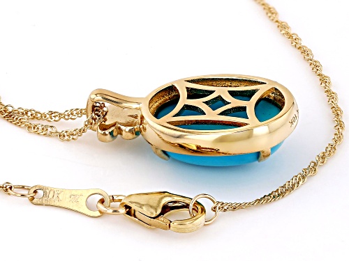 14x10mm Sleeping Beauty Turquoise 10k Yellow Gold Pendant With Chain