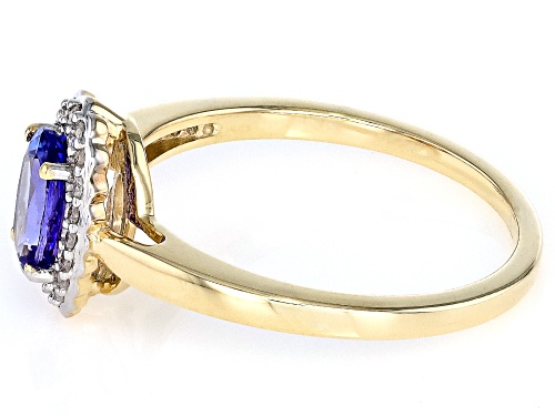 0.71ct Tanzanite With 0.10ctw White Diamond 10k Yellow Gold Ring - Size 6
