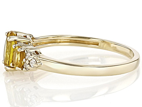 1.24ctw Yellow Sapphire With 0.08ctw White Diamond 10k Yellow Gold Ring - Size 8.5