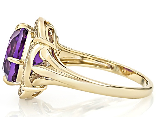 3.14ct Amethyst With 0.26ctw White Sapphire 10k Yellow Gold Ring - Size 8.5