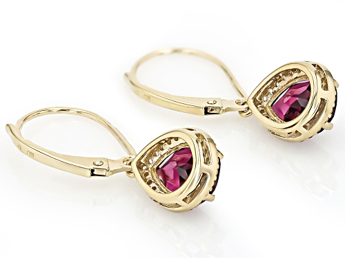 2.16ctw Grape Color Garnet With 0.21ctw White Sapphire 10k Yellow Gold Earrings