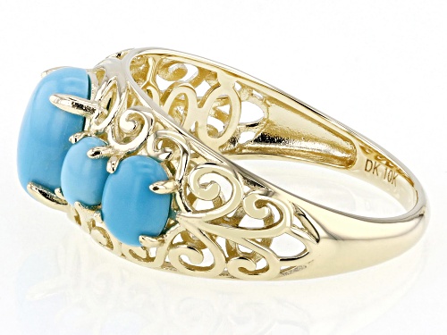 4x3mm, 5x4mm, 8x6mm Sleeping Beauty Turquoise 10k Yellow Gold Ring - Size 7