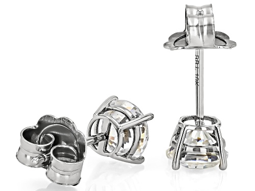 2.26ctw Round Strontium Titanate Rhodium Over 10k White Gold Earrings