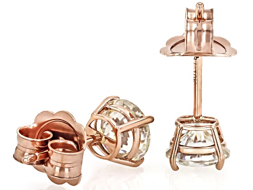 2.26ctw Round Strontium Titanate 10k Rose Gold Earrings