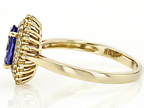 1.11ct Tanzanite With 0.21ctw Yellow Diamond And 0.11ctw White Diamond 10k Yellow Gold Ring - Size 12