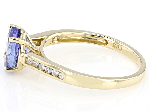 1.12ct Tanzanite With 0.12ctw White Diamond 10k Yellow Gold Ring - Size 9