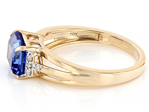 1.35ct Tanzanite With 0.05ctw White Diamond 10k Yellow Gold Ring - Size 7