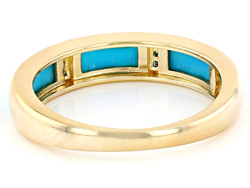 8x3mm Sleeping Beauty Turquoise With 0.08ctw Blue Diamond 10k Yellow Gold Ring - Size 7