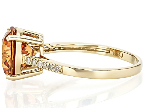 4.67ct Cognac Strontium Titanate With 0.09ctw White Diamond 10k Yellow Gold Ring - Size 6