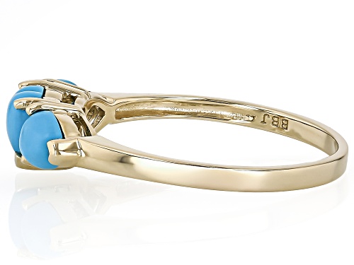 5mm Heart And 5x4mm Pear Shape Sleeping Beauty Turquoise 10k Yellow Gold Ring - Size 8