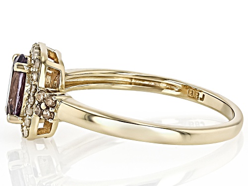 0.65ct Purple Spinel With 0.14ctw White And 0.08ctw Champagne Diamond 10k Yellow Gold Ring - Size 8