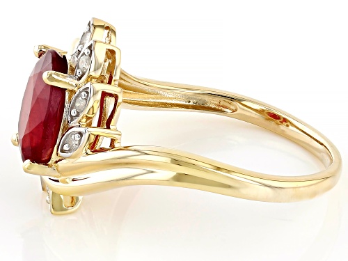 2.35ct Mahaleo® Ruby With 0.05ctw White Diamond 10k Yellow Gold Ring - Size 6