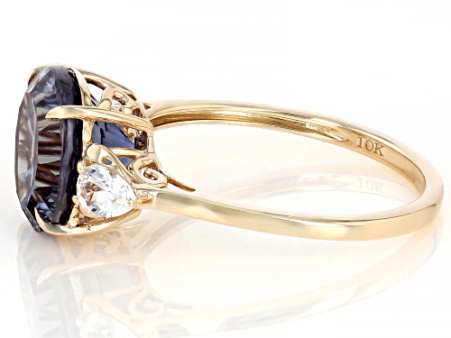 4.43ct Lab Color Change Sapphire With 0.36ctw Lab White Sapphire 10k Yellow Gold Ring - Size 9
